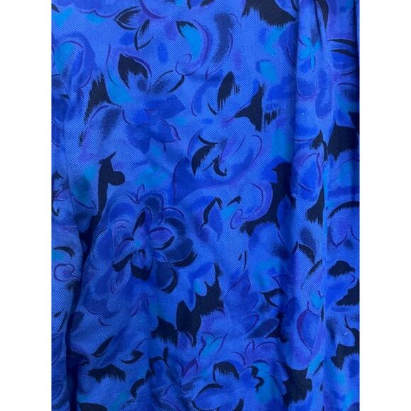 Vintage Pendleton Wool Blend Blue Black Floral Button Detail Blouse Size 10 - Picture 8 of 9